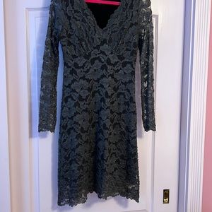 Lace and knit lightweight dark gray/pewter/gunmetal dress.